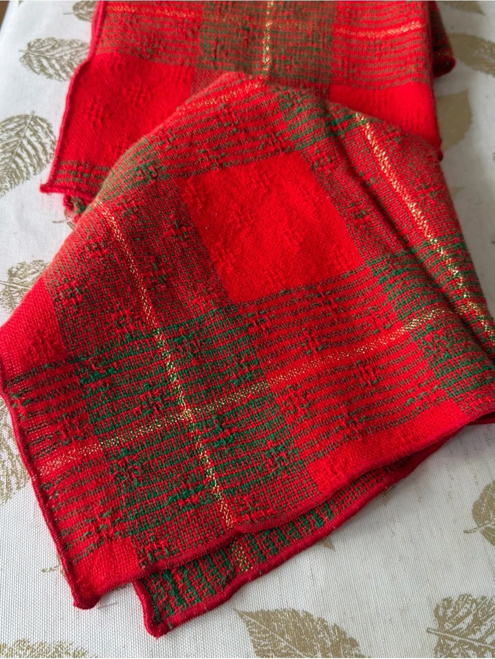 Festive Red Plaid Holiday cloth napkins set of 4 Scandinavian theme
